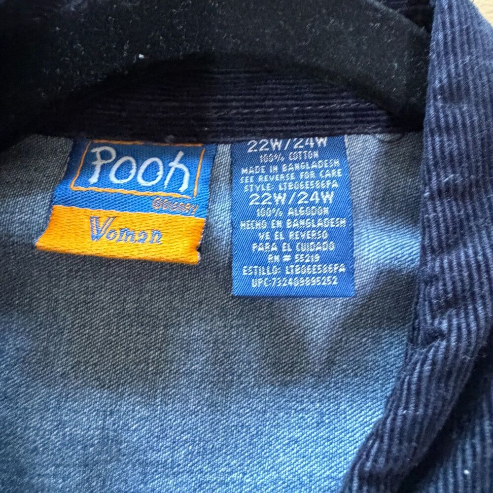Disney Vintage Winnie the Pooh Denim and Corduroy Button Up Plus Sie 22/24 - Picture 14 of 15